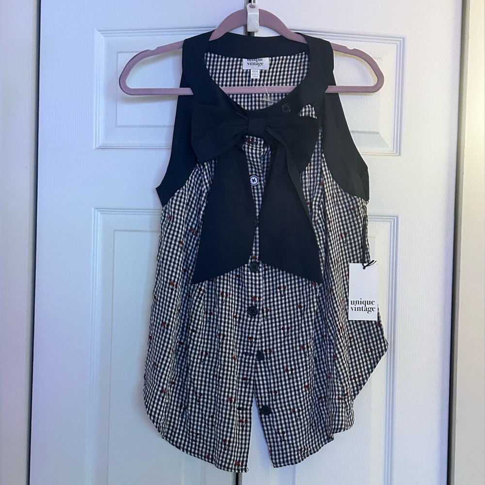 NWT Vintage-Style Cherry Bow Blouse